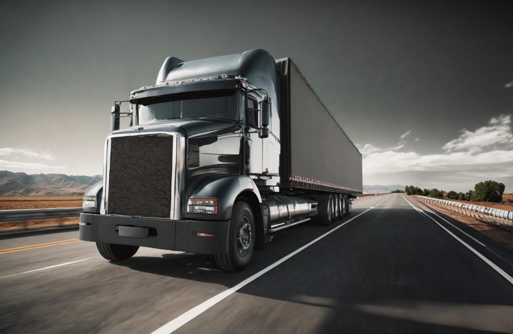 Semi-truck on the road — symbolizing infrastructure and transport priorities Tractor trailer driving on an open highway beneath a clear sky