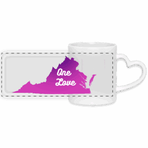☕💜 “One Love” Purple VA Heart Handle Mug