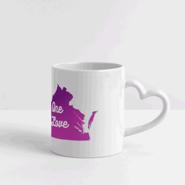 ☕💜 “One Love” Purple VA Heart Handle Mug - Image 4