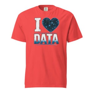 I ❤️ DATA (blue heart) Heavyweight Garment-Dyed T-Shirt